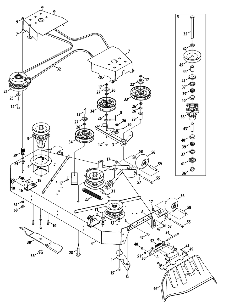 Mower Deck 60-Inch Diagram and Parts List for Z-FORCELZ60 (53AGD-53AGD050)(2015) Cub Cadet Lawn Tractor